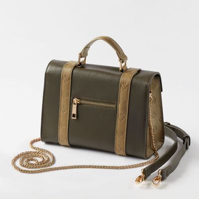 DENAJI ICON PURSE - OLIVE GREEN - BACK WITH LEATHER STRAP