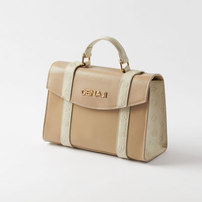 DENAJI ICON PURSE - TAUPE AND PEARL WHITE - FRONT