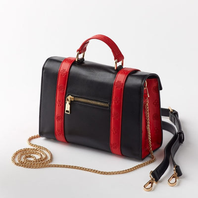 DENAJI ICON PURSE - BLACK AND RED - BACK WITH LEATHER STRAP