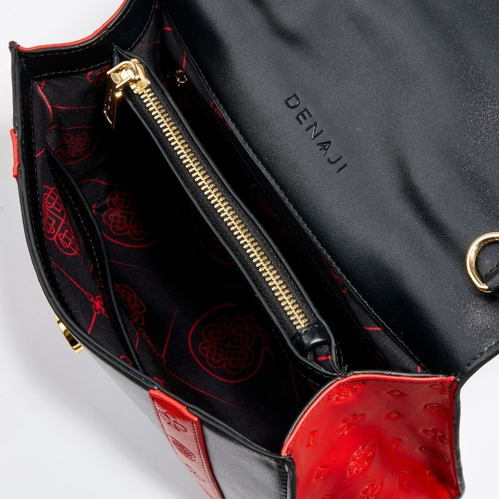DENAJI ICON PURSE - BLACK AND RED - INTERIOR