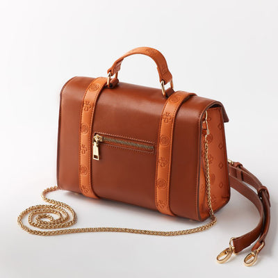 DENAJI ICON PURSE - COGNAC - BACK WITH LEATHER STRAP