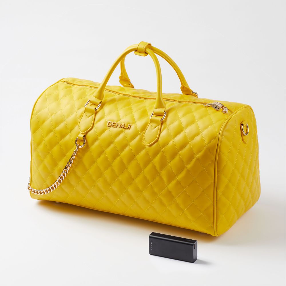 DENAJI INFINITY DUFFLE BAG / WEEKENDER - CANARY YELLOW WITH PORTABLE CHARGER