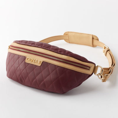 DENAJI INFINITY BUM BAG / FANNY PACK - BURGUNDY AND CREAM (FRONT)