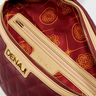 DENAJI INFINITY BUM BAG / FANNY PACK - BURGUNDY AND CREAM (INTERIOR)